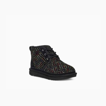 UGG Neumel II Graphic Stitch Black Boots for Kids (OKDL28690)